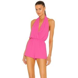 Superdown Emma halter romper hot pink
